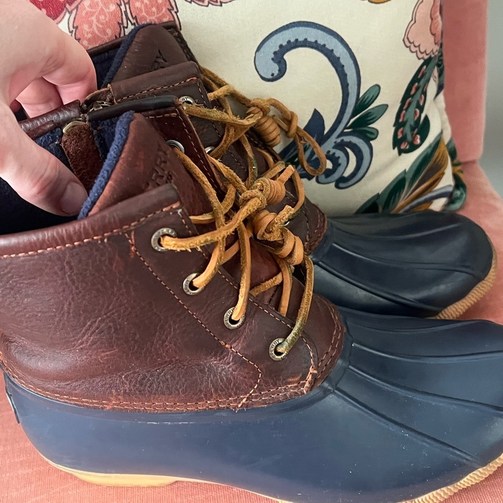 Sperry Brown Leather and Navy Duck Boot - Picture 10 of 12